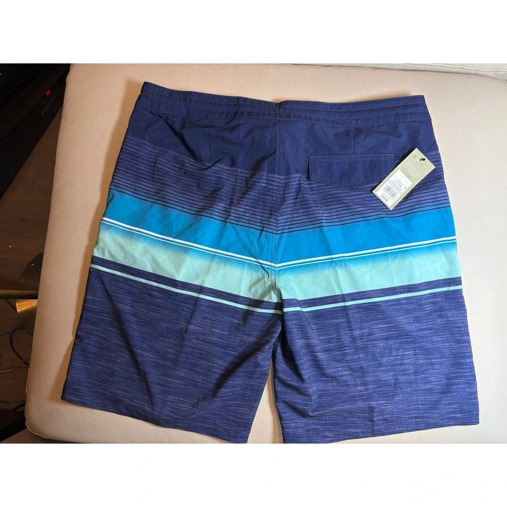 Men's 38 waist Blue Striped Board Shorts NWT